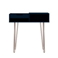 Manhattan Comfort 133GMC4 Rockefeller 39.37 Entryway Console with 3 Compartments and Metal Legs in Tatiana Midnight Blue